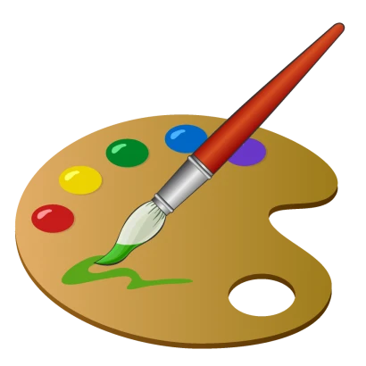 カラーパレットと絵筆のイラスト