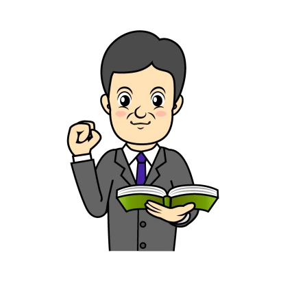 頑張る年配の先生のイラスト