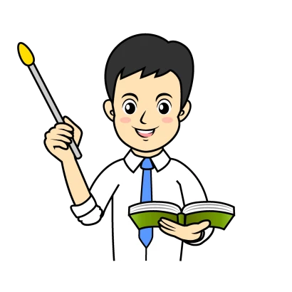 指示棒で授業する男性先生のイラスト