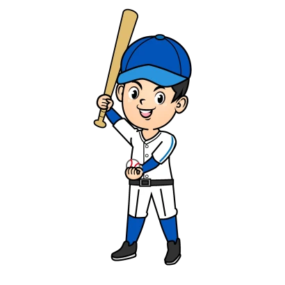 ノックする野球選手のイラスト