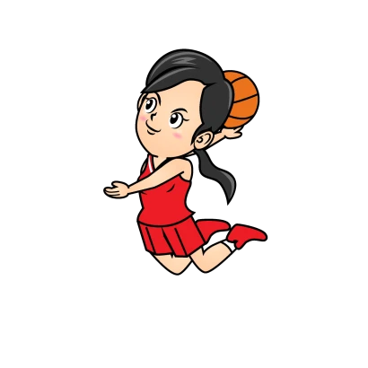 ダンクする女子バスケ選手のイラスト