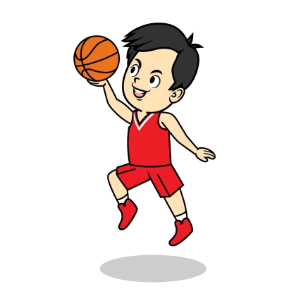 レイアップするバスケ選手のイラスト