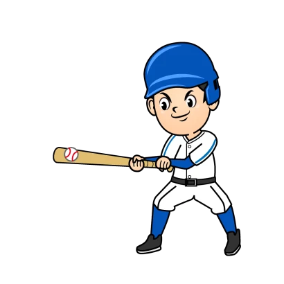 バントする野球選手のイラスト