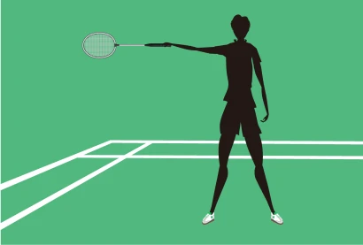 男子バドミントン選手シルエットのイラスト