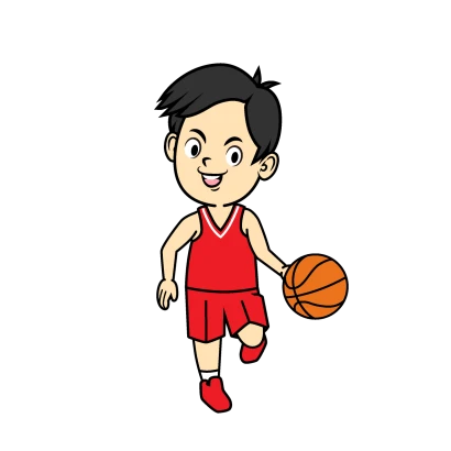ドリブルするバスケ選手のイラスト