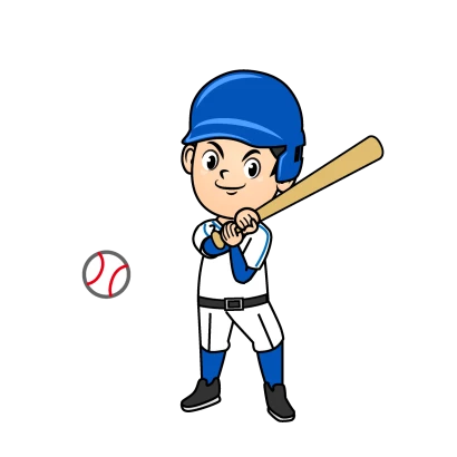 バッティングするバッターのイラスト