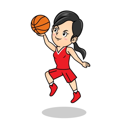 レイアップする女子バスケ選手のイラスト