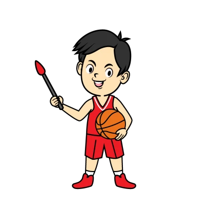 説明するバスケ選手のイラスト