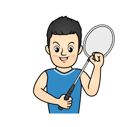 男子ボドミントン選手のイラスト