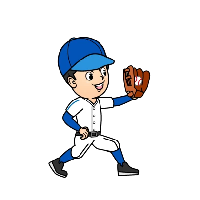 ファーストの野球選手のイラスト