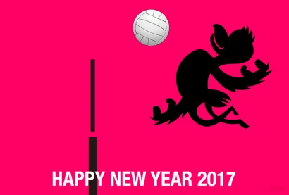バレーボールの酉年年賀状のイラスト