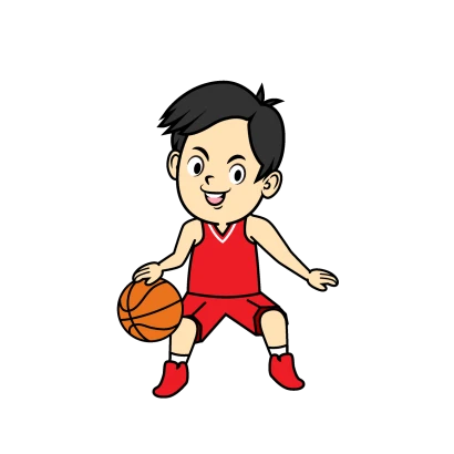 構えるバスケ選手のイラスト