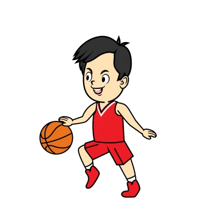 ドリブルするバスケ選手（横）のイラスト
