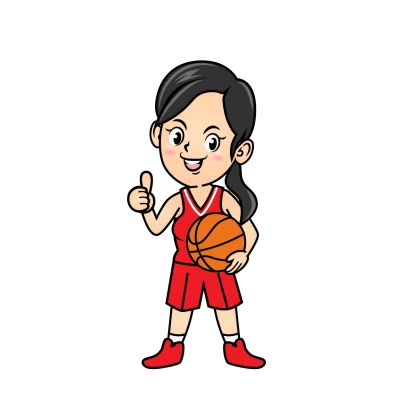 いいねする女子バスケ選手のイラスト