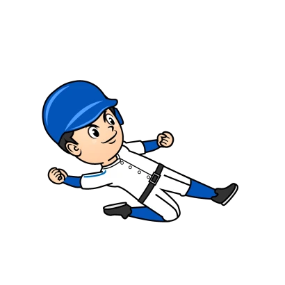 スライディングする野球選手のイラスト