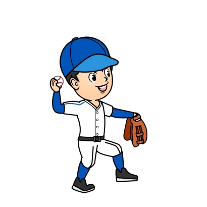 キャッチボールする野球選手のイラスト