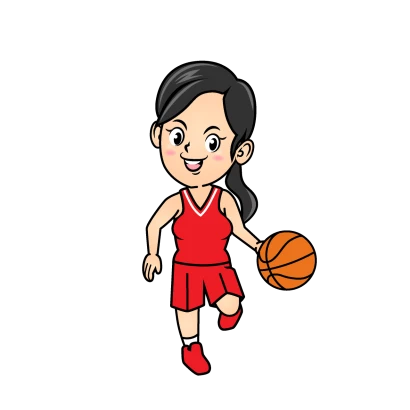 ドリブルする女子バスケ選手のイラスト