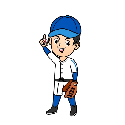 指を上げる野球選手のイラスト