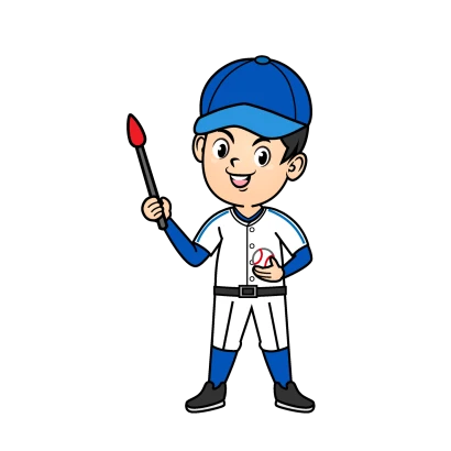説明する野球選手のイラスト