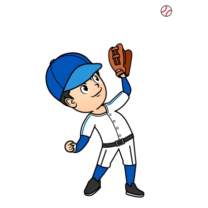 フライを取る野球選手のイラスト