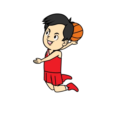 ダンクするバスケ選手のイラスト