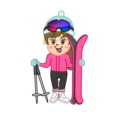 女の子スキーヤーのイラスト