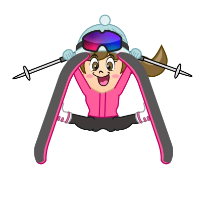 大ジャンプする女の子スキーヤーのイラスト