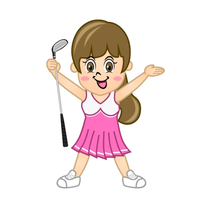 喜ぶ女の子ゴルファーのイラスト