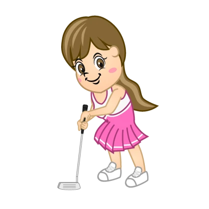パターする女の子ゴルファーのイラスト