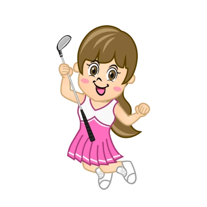ジャンプする女の子ゴルファーのイラスト