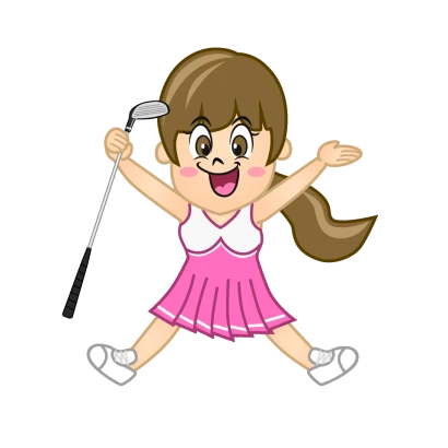歓喜する女の子ゴルファーのイラスト