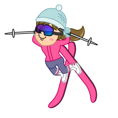 アクロバットする女の子スキーヤーのイラスト