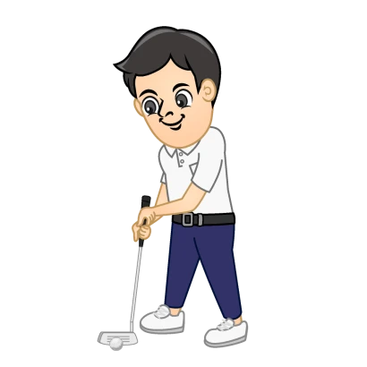 パターするゴルファーのイラスト