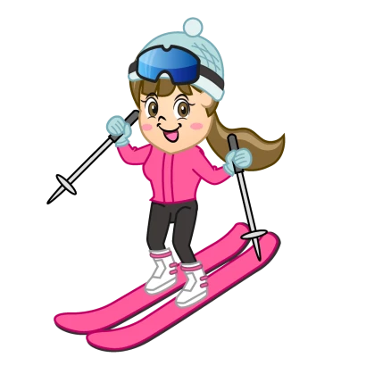 笑顔の女の子スキーヤーのイラスト