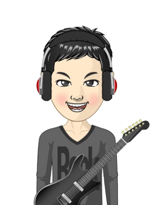 ロックバンドのギタリストの男の子のイラスト
