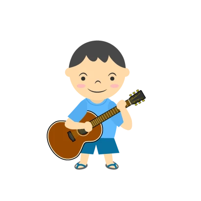 小さな男の子のギタリストのイラスト