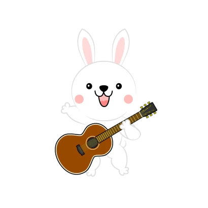 可愛いウサギのギタリストのイラスト