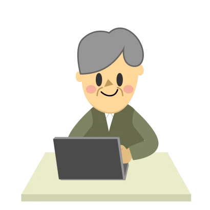 パソコンを見る年配男性のイラスト