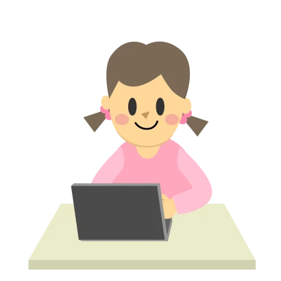 パソコンする女の子のイラスト