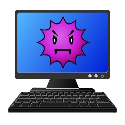 ウイルス感染したパソコンのイラスト