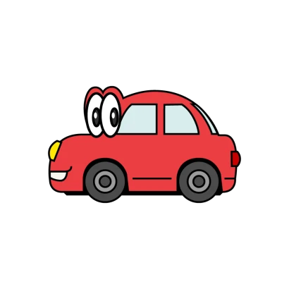 横からみた赤い車キャラのイラスト