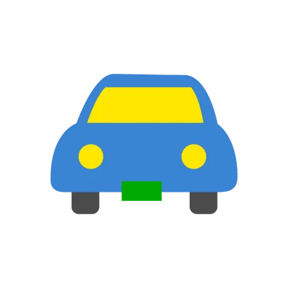 正面から見た青い車のイラスト