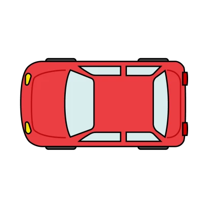 上から見た赤い自動車のイラスト