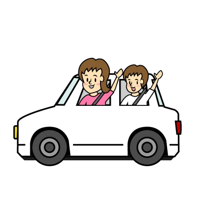 ドライブに出かける家族のイラスト