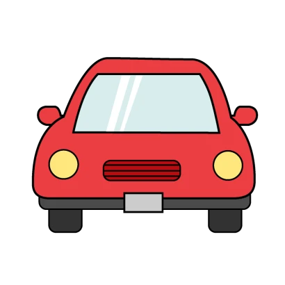 正面の赤色の車のイラスト