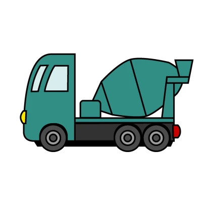 かわいいコンクリートミキサー車のイラスト