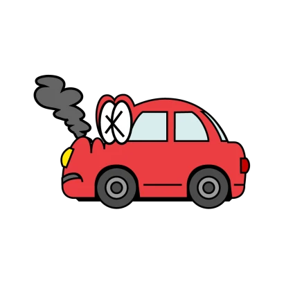 故障した車キャラのイラスト