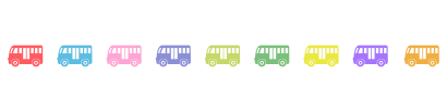 カラフルなバスのライン線のイラスト