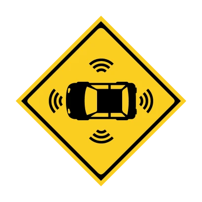 自動運転車注意標識のイラスト