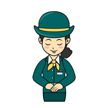 お辞儀するバスガイドのイラスト